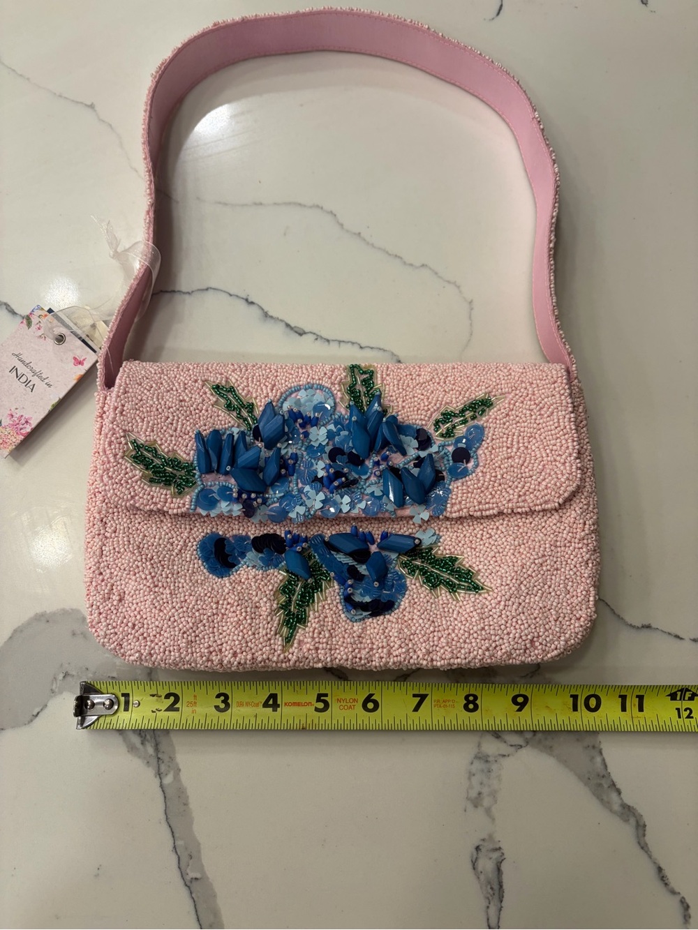 NWT: *Viral* Pink Hydrangea Beaded Bag 🌸From India to You🌸 - Picture 6 of 9